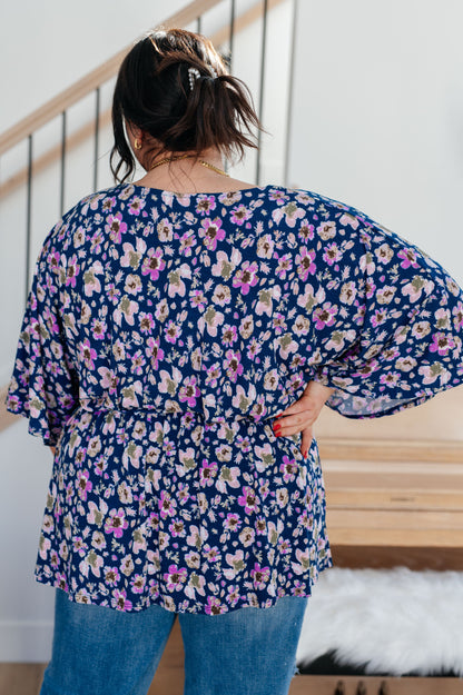 Dearest Dreamer Peplum Top, Navy Floral