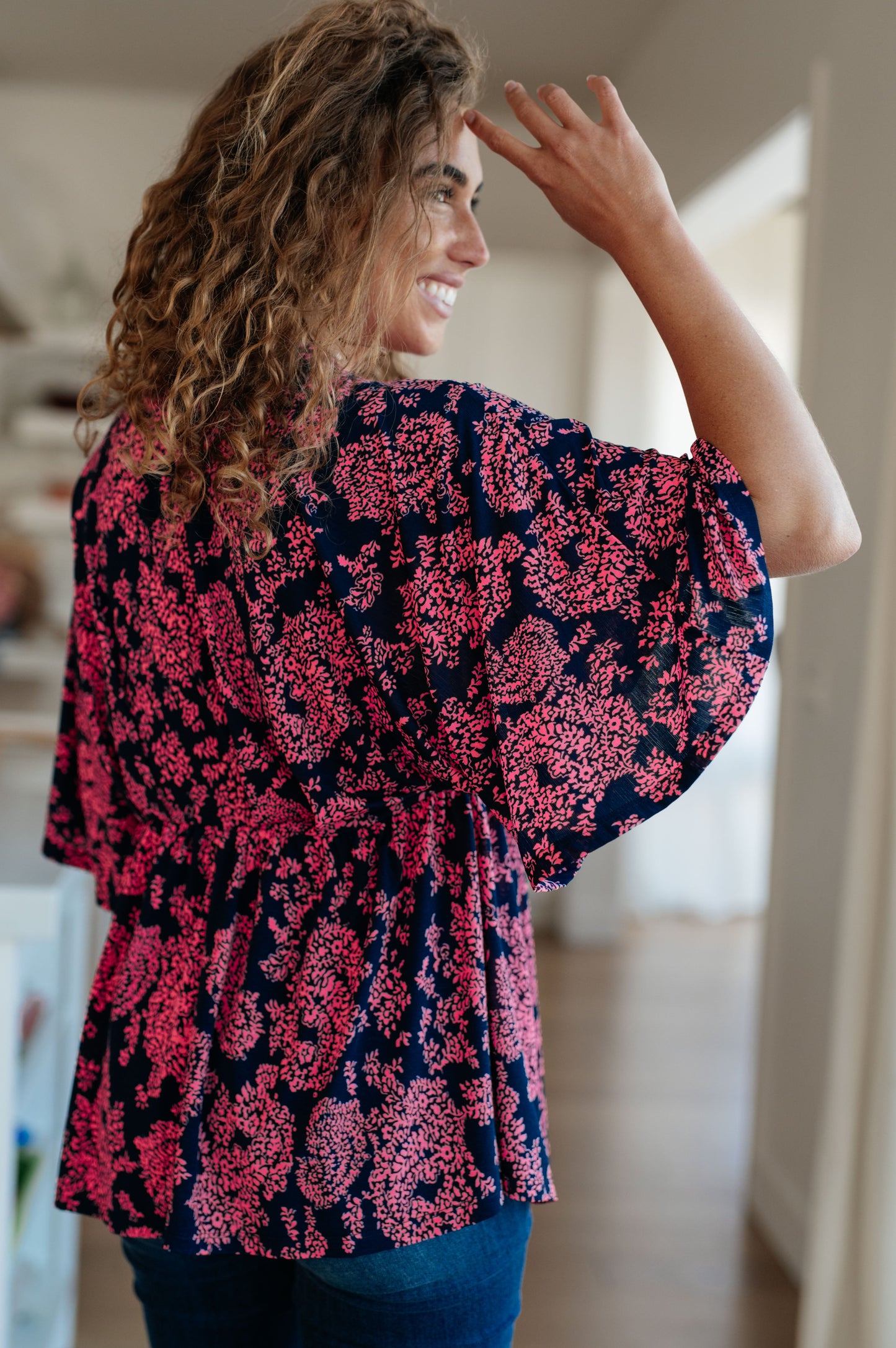 Dearest Dreamer Peplum Top, Pink Paisley