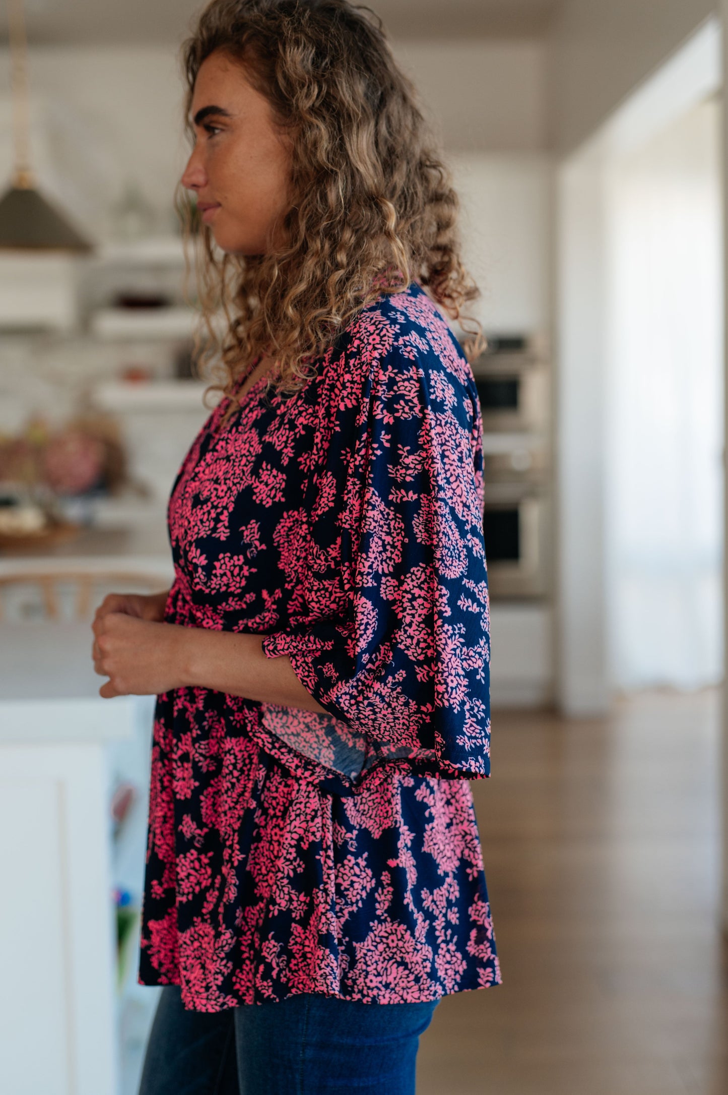 Dearest Dreamer Peplum Top, Pink Paisley