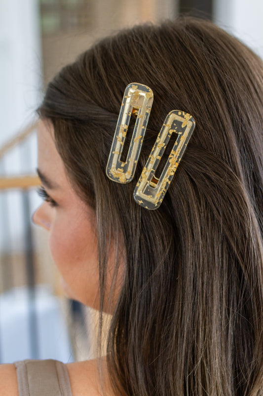 Gold Leaf Hair Clips, 2-Pack