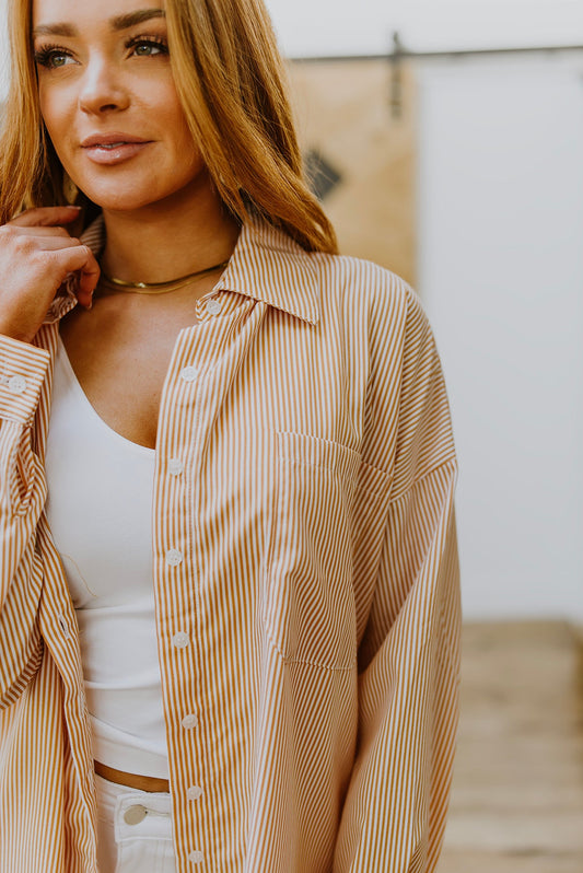 Easy On The Eyes Striped Button Front Top