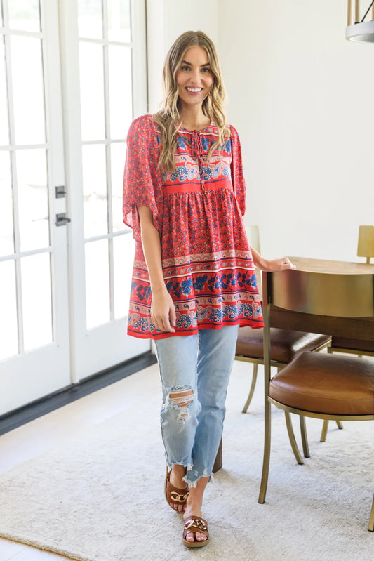 Easy Street Paisley Floral Top