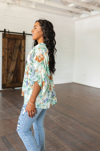 Fabled In Floral Draped Peplum Top, Ivory