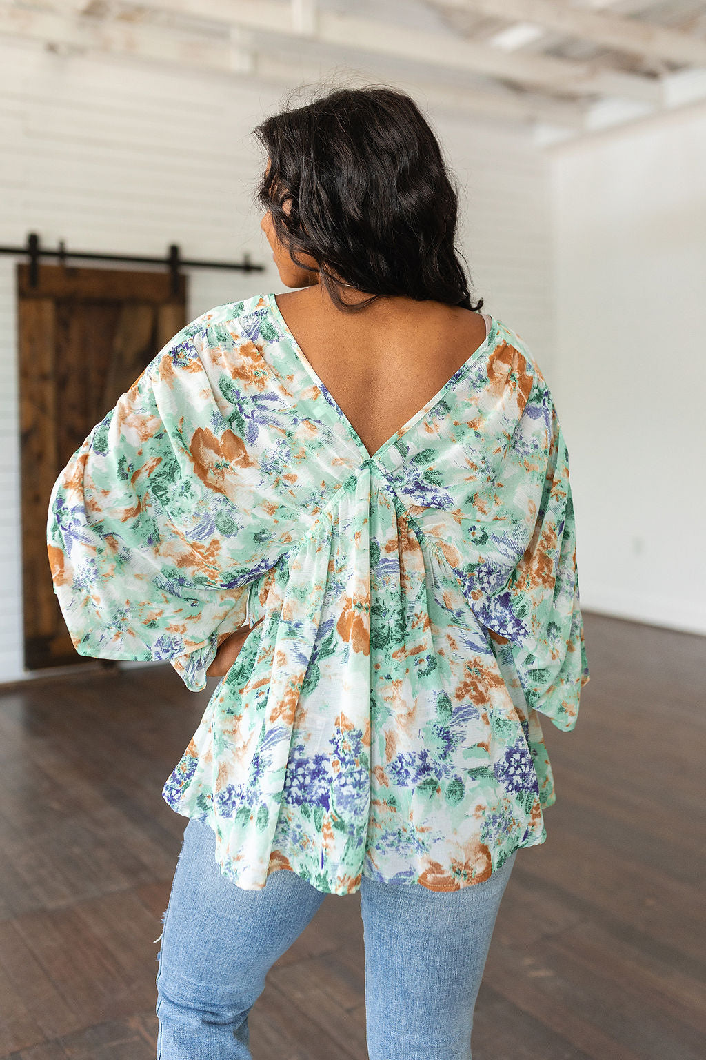 Fabled In Floral Draped Peplum Top, Ivory