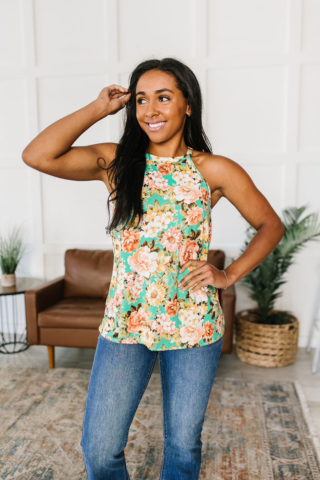 Fiddle Dee Dee Floral Halter Tank Top