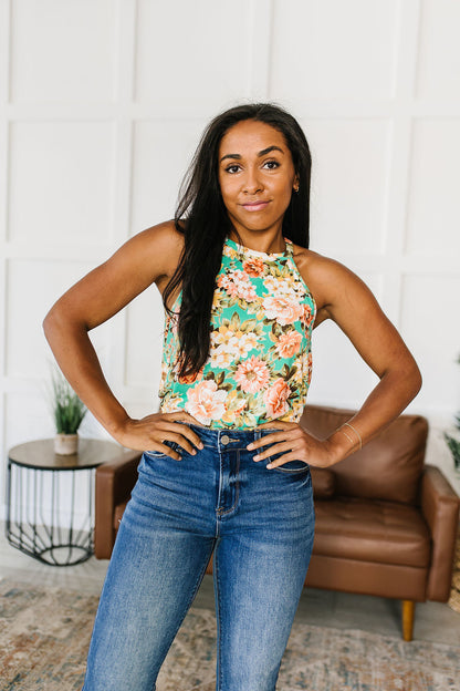 Fiddle Dee Dee Floral Halter Tank Top