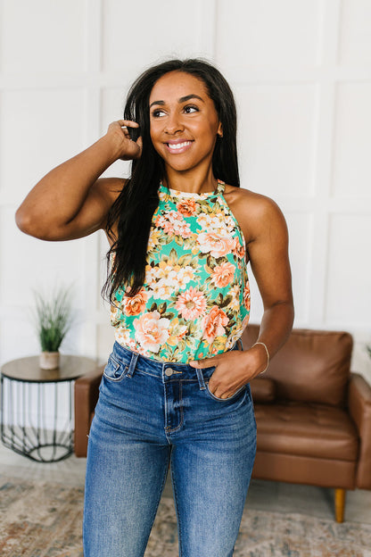 Fiddle Dee Dee Floral Halter Tank Top