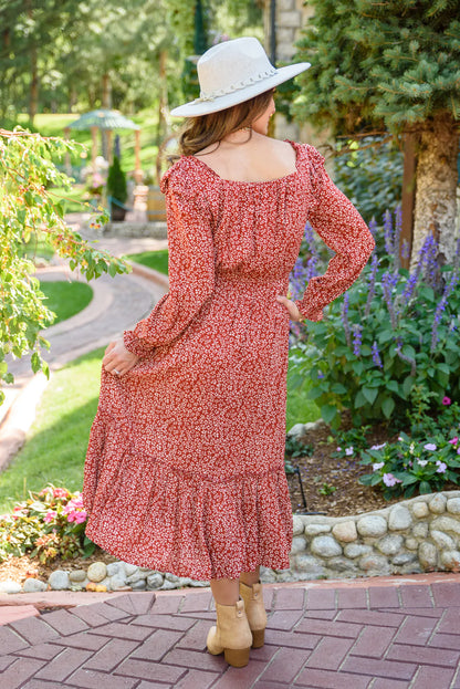 First Kiss Long Sleeve Maxi Dress, Rust