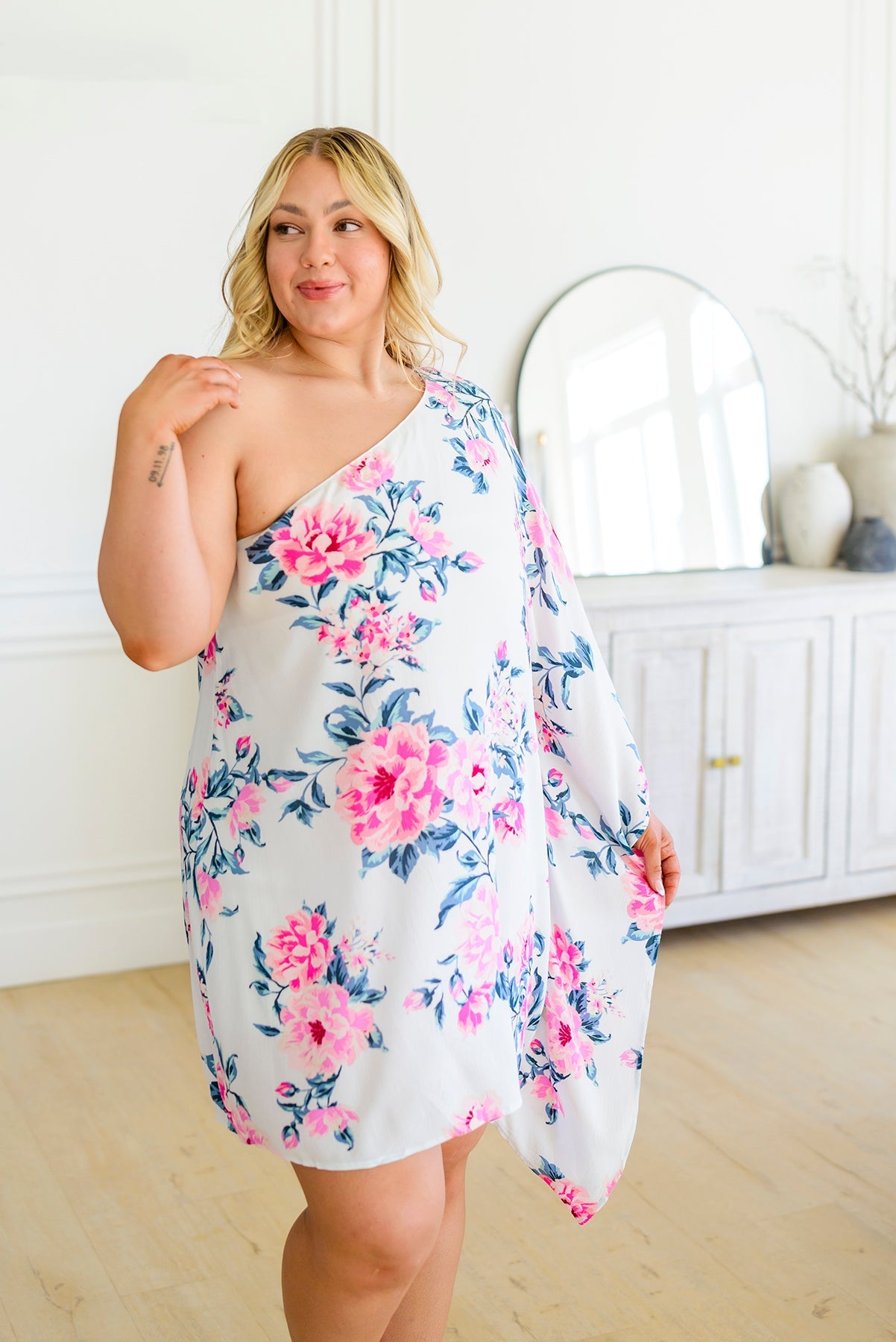 Forever Smitten Floral One Shoulder Mini Dress