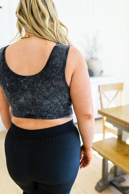 Get On My Level Mineral Wash Cropped Tank, Dark Charcoal