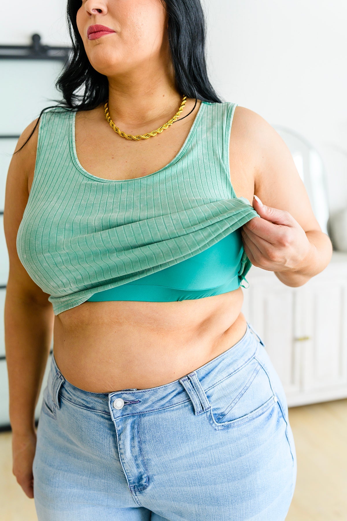 Get On My Level Mineral Wash Cropped Tank. Mint