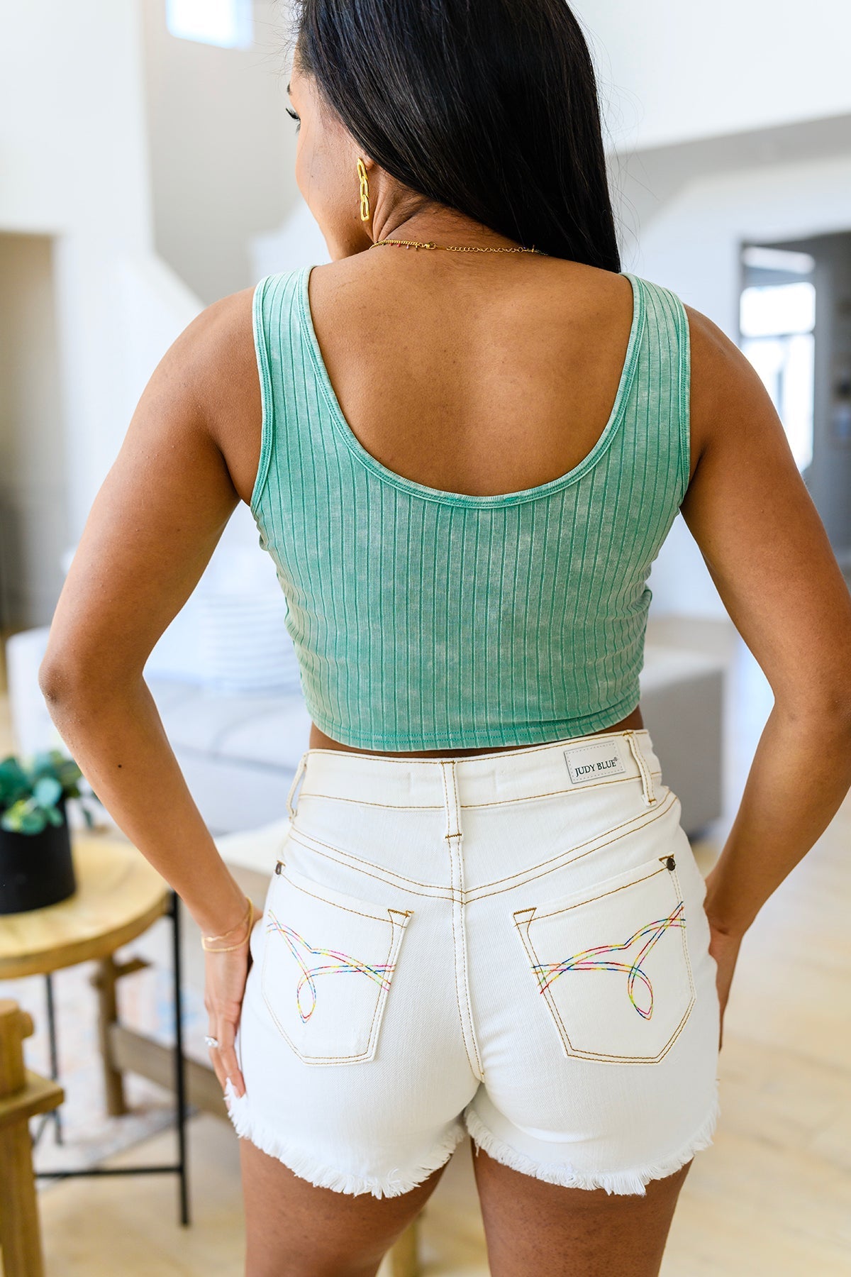 Get On My Level Mineral Wash Cropped Tank. Mint