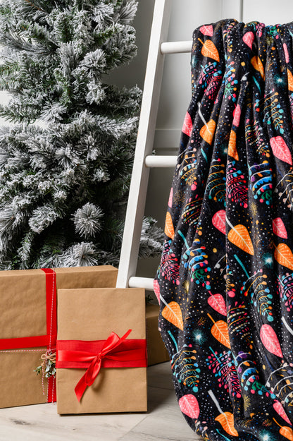 Holiday Fuzzy Blanket, Neon Trees