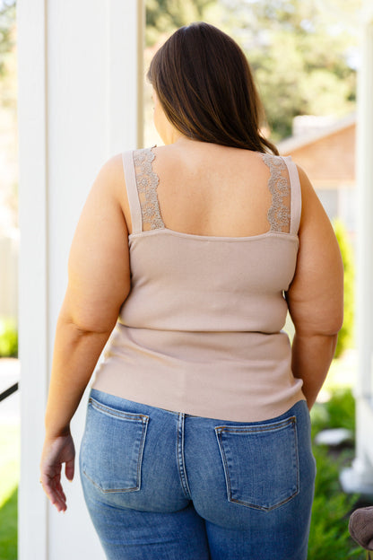 I Can Love You Better Lace Tank Top, Taupe