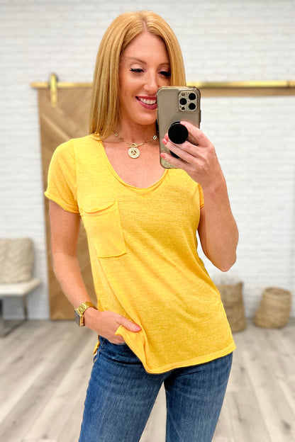 Briar Burnout V-Neck Tee, Yellow Gold