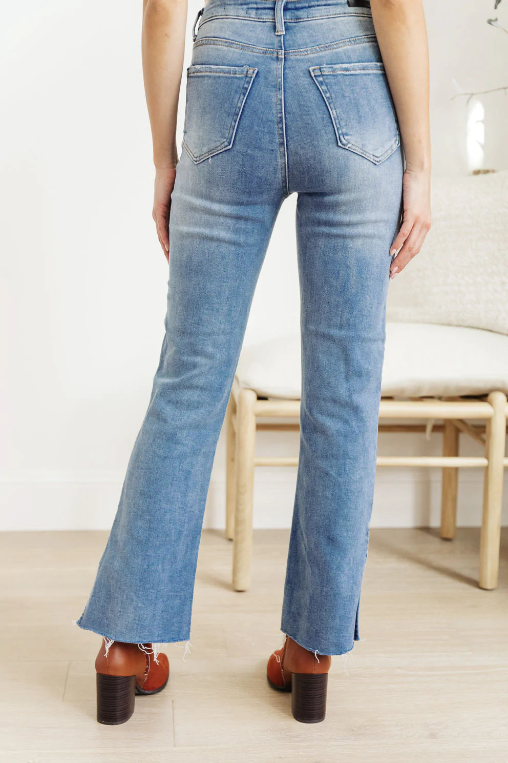 RISEN Jody Slim Flare Side Slit Jeans