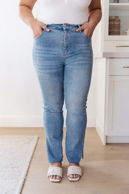 RISEN Jody Slim Flare Side Slit Jeans