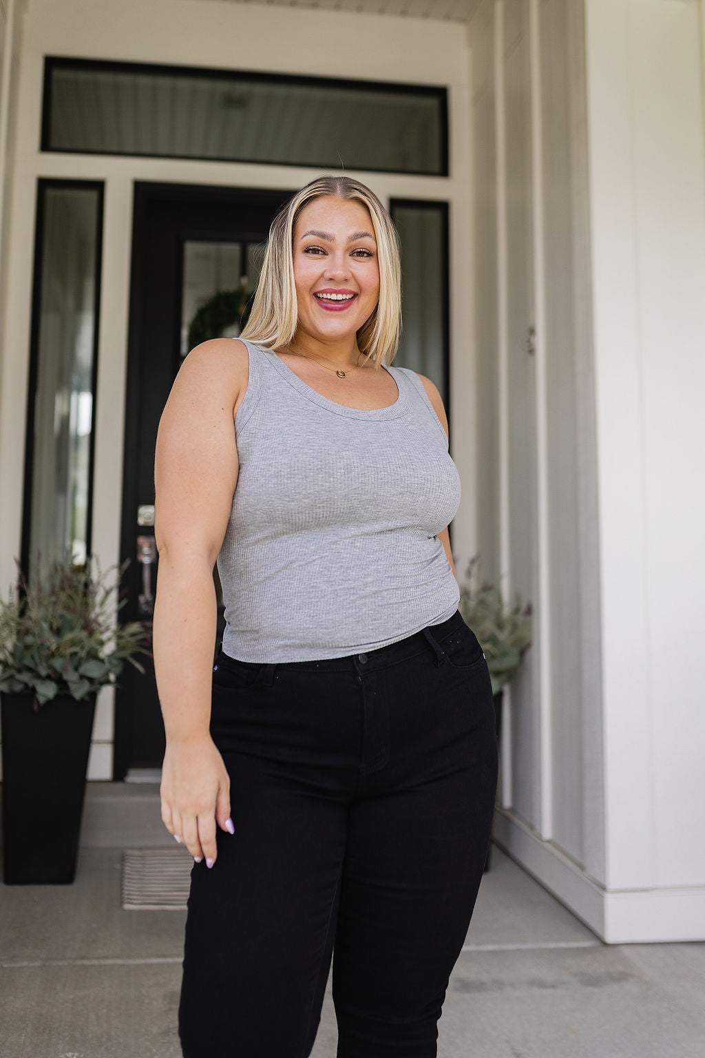 Just One More Ribbed Tank Top, Heather Grey