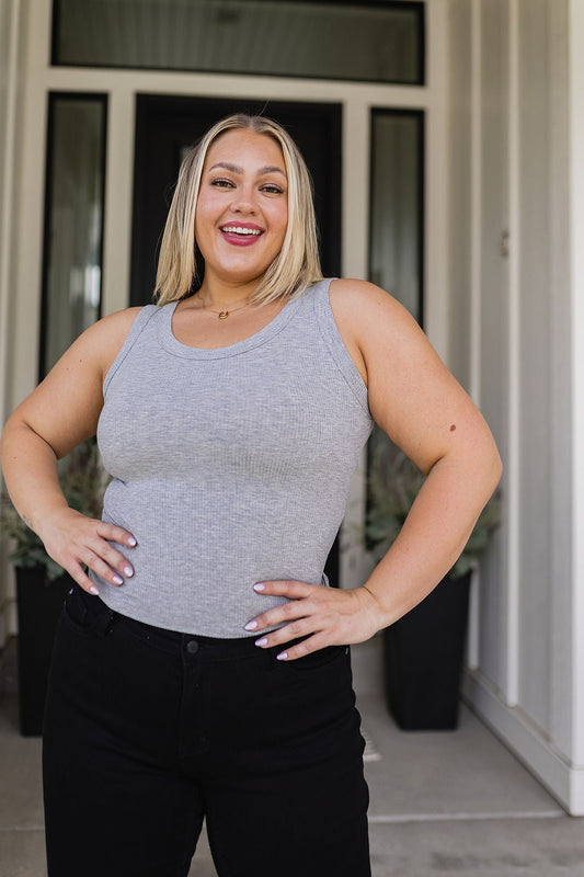 Just One More Ribbed Tank Top, Heather Grey