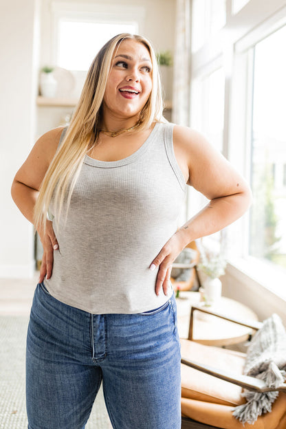 Just One More Ribbed Tank Top, Heather Grey