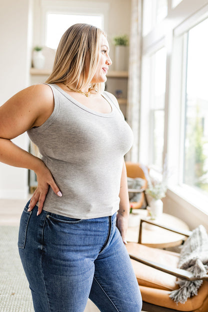 Just One More Ribbed Tank Top, Heather Grey