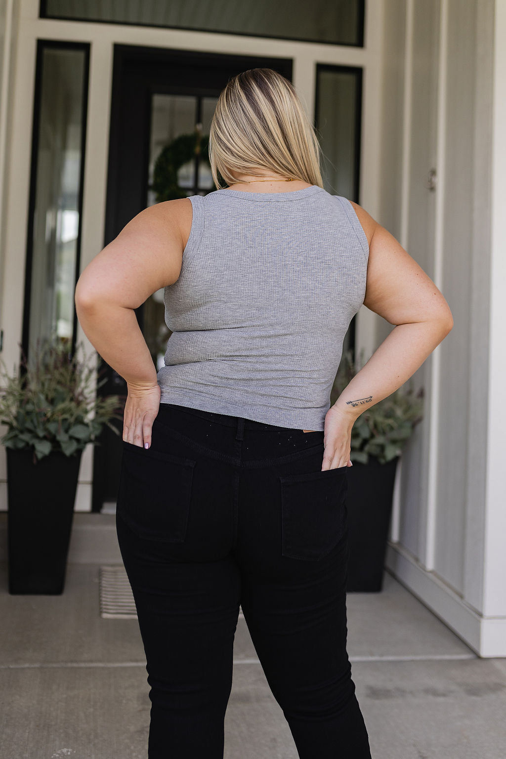 Just One More Ribbed Tank Top, Heather Grey