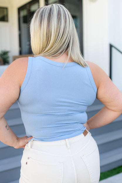 Just One More Ribbed Tank Top, Light Blue