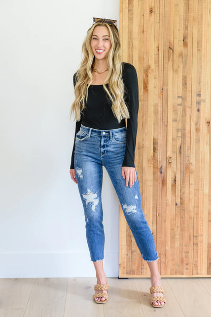 JUDY BLUE Kyla Destroyed Relaxed Fit Jeans