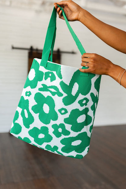 Lazy Daisy Knit Tote Bag, Green