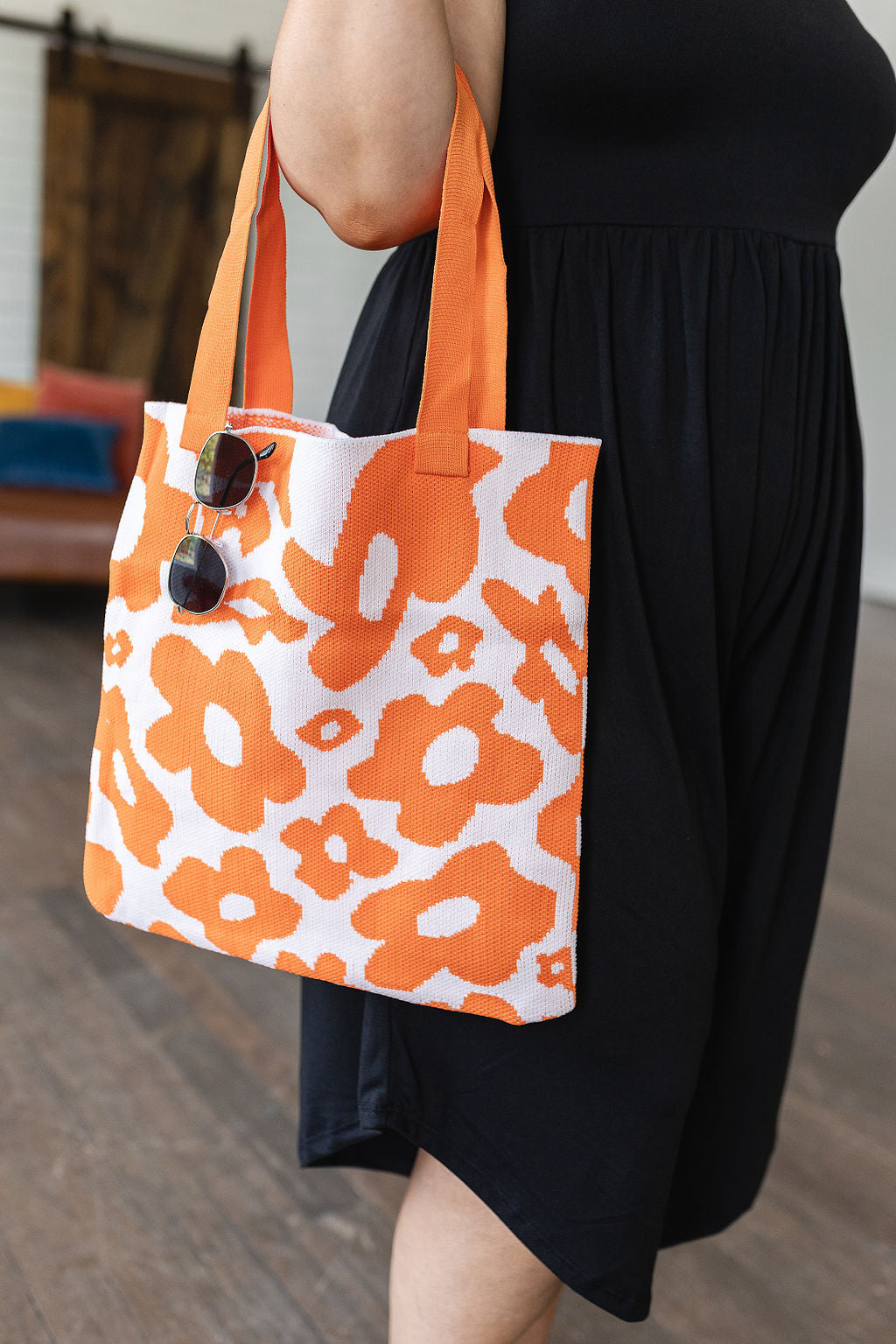 Lazy Daisy Knit Bag, Orange