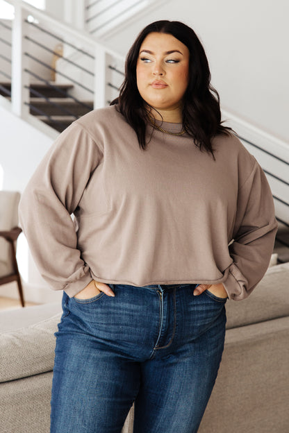 Lounge A Lot Cut Off Sweatshirt, Mocha