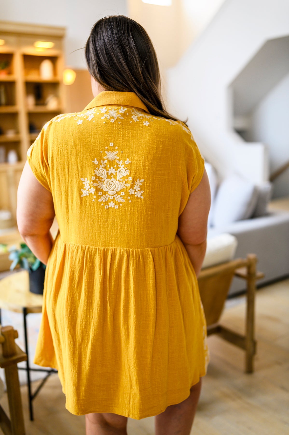 Marigold Embroidered Mini Dress