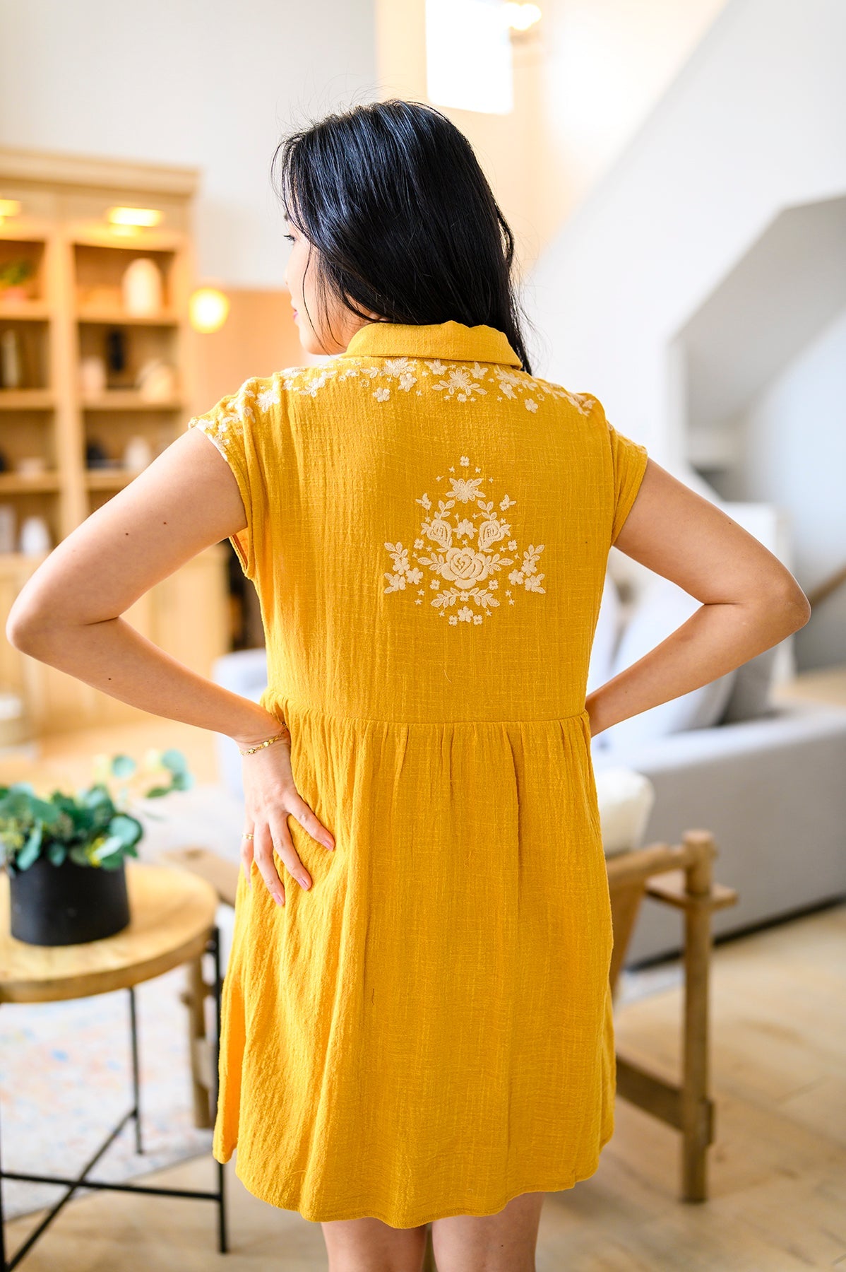 Marigold Embroidered Mini Dress