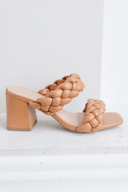 Maya Braided Heels, Tan