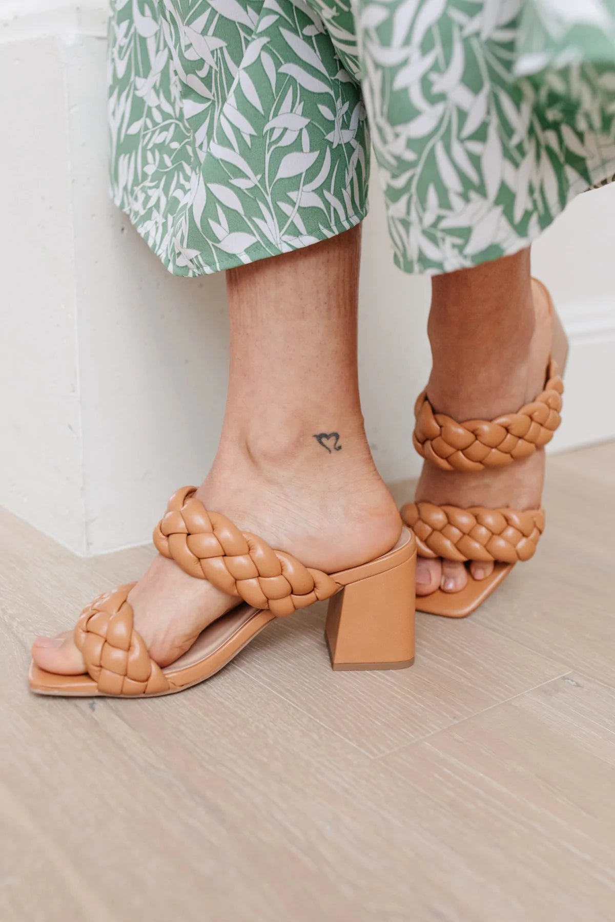 Maya Braided Heels, Tan