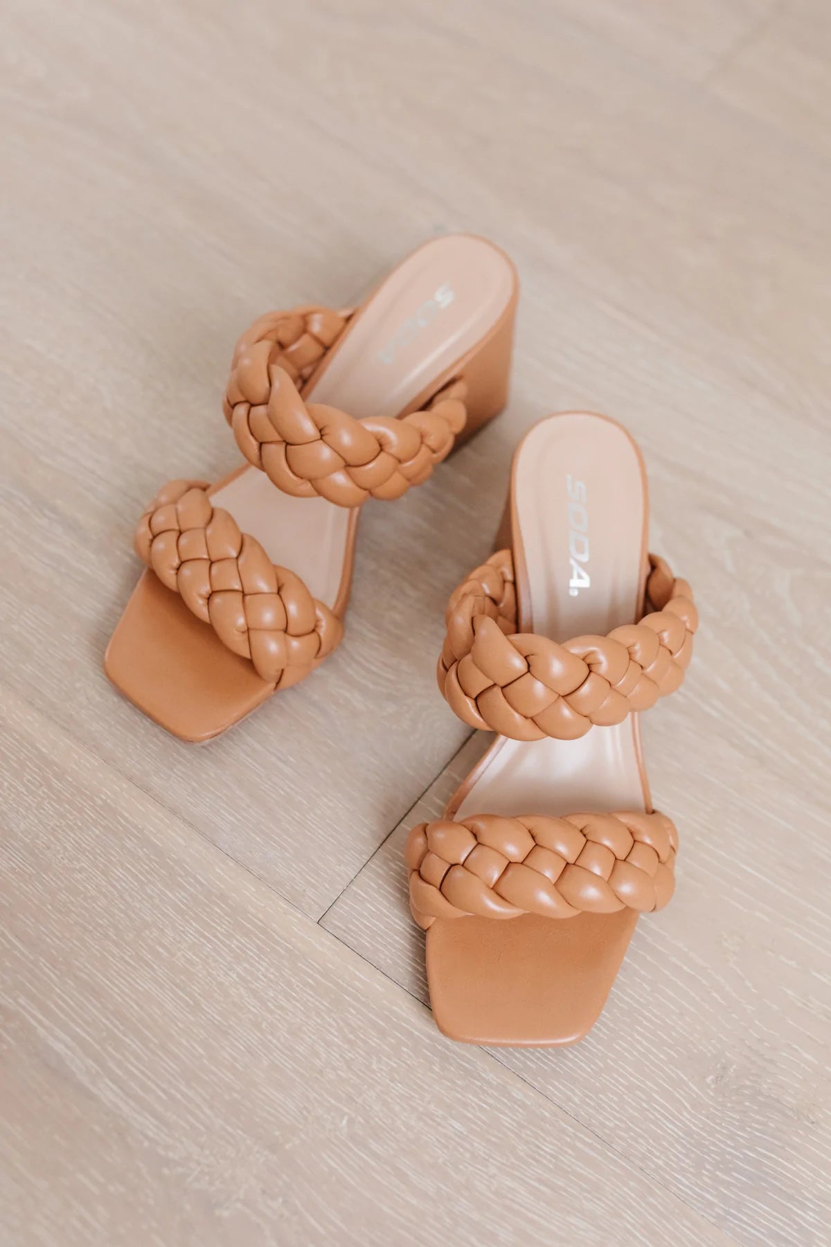 Maya Braided Heels, Tan