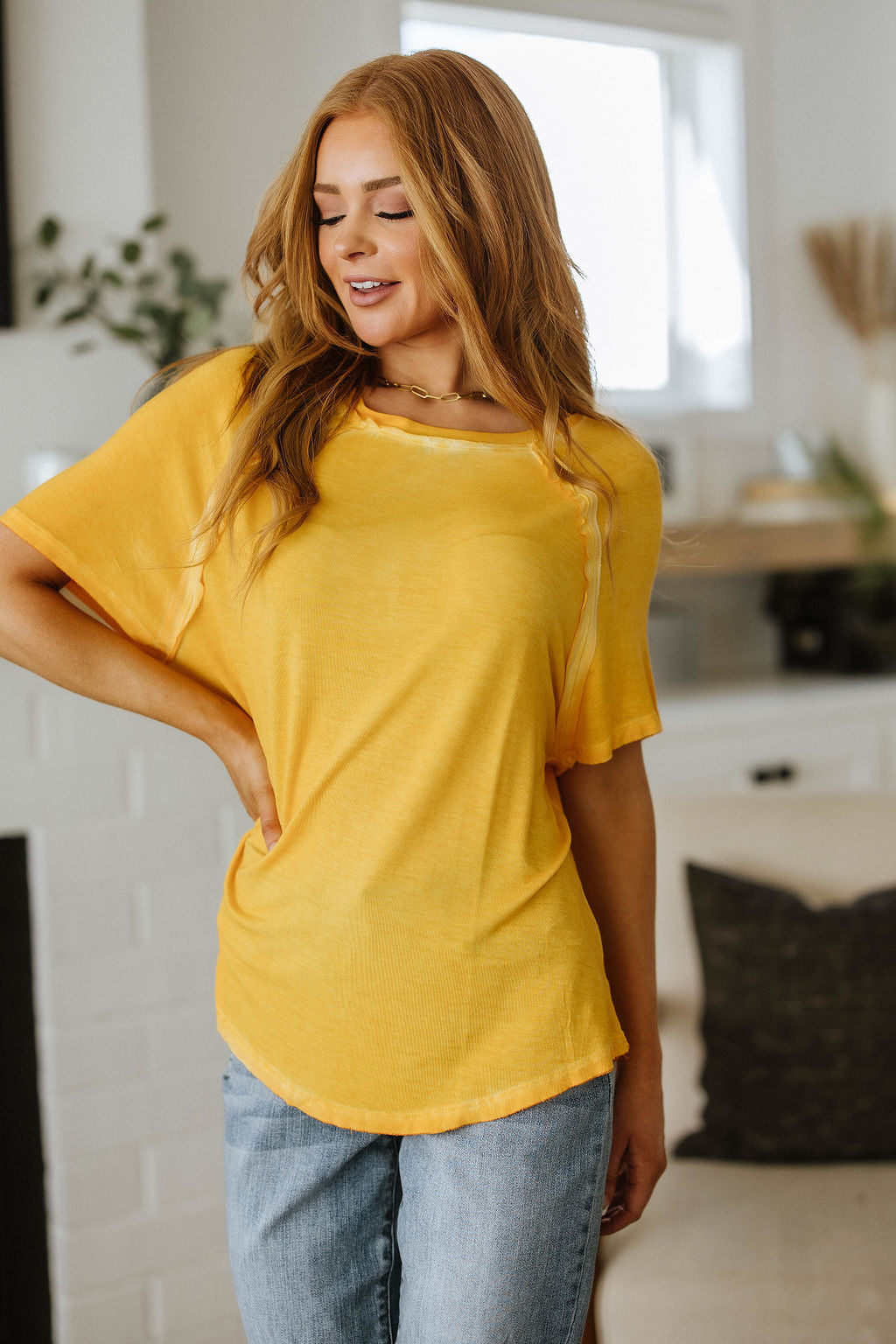 New Edition Mineral Wash Tee, Yellow