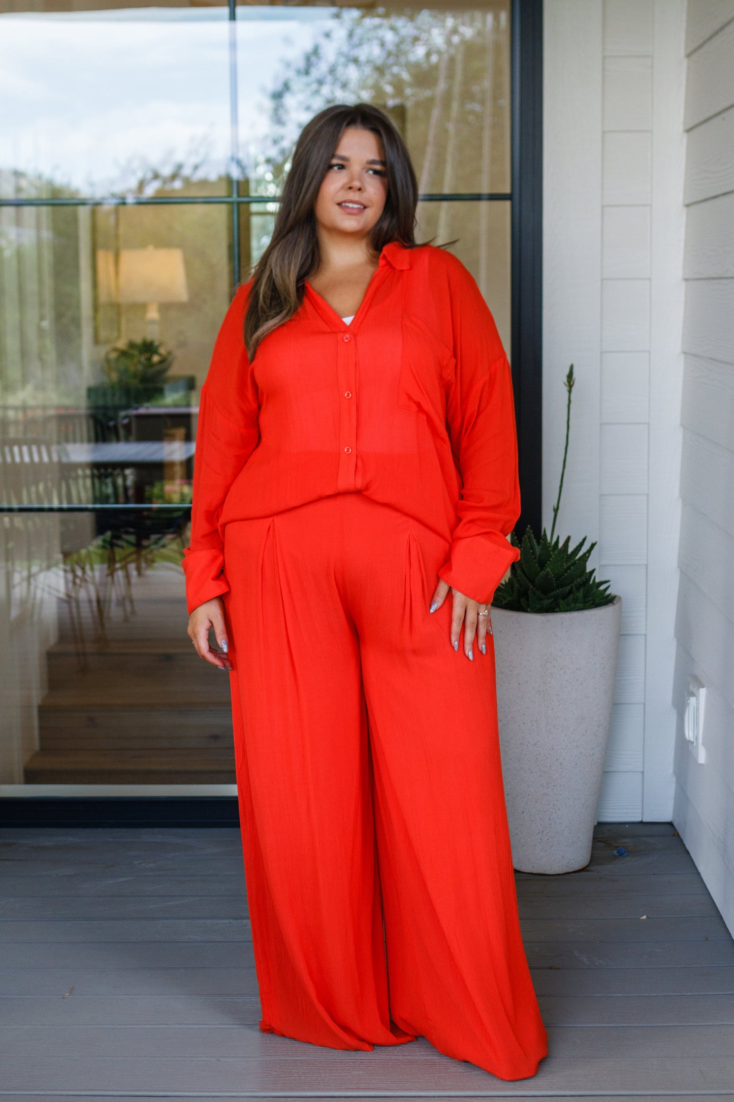 Not So Subtle Wide Leg Pants, Tomato Red