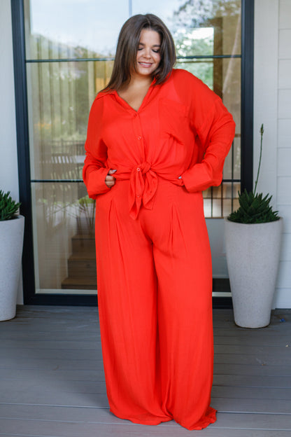 Not So Subtle Wide Leg Pants, Tomato Red