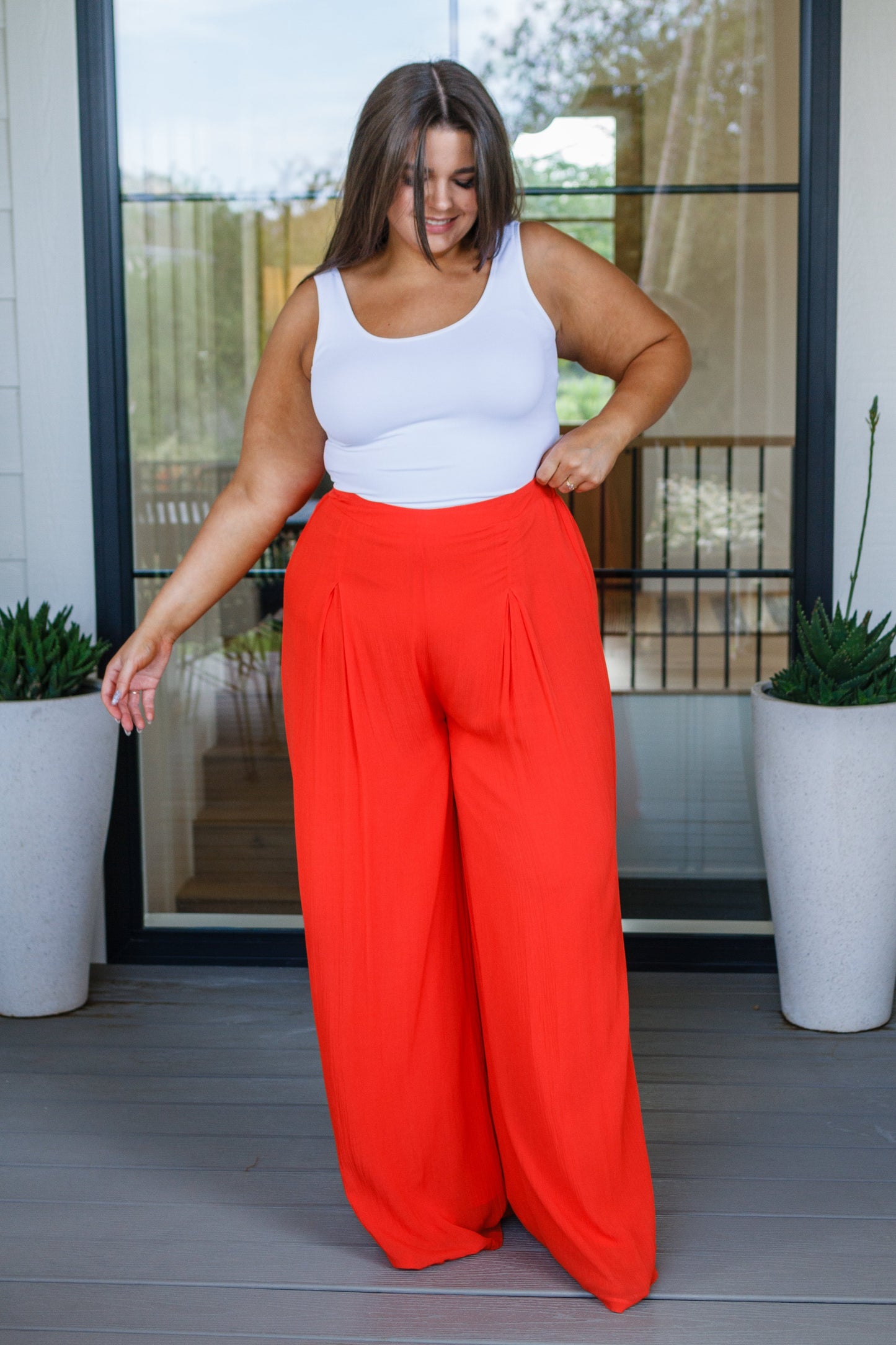 Not So Subtle Wide Leg Pants, Tomato Red