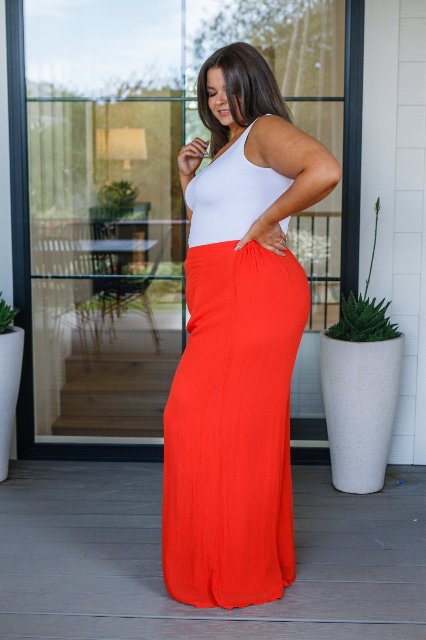 Not So Subtle Wide Leg Pants, Tomato Red