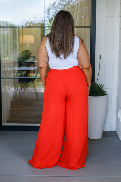 Not So Subtle Wide Leg Pants, Tomato Red