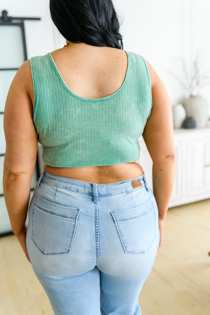 Get On My Level Mineral Wash Cropped Tank. Mint