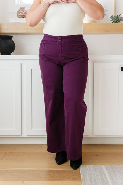 MICA Petunia High Rise Wide Leg Jeans, Plum