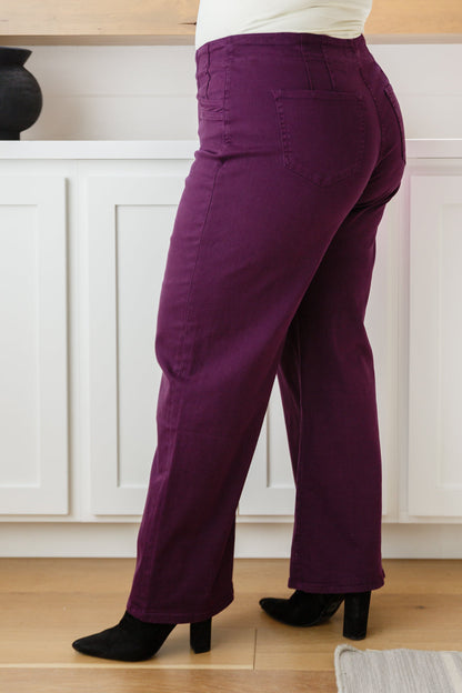 MICA Petunia High Rise Wide Leg Jeans, Plum