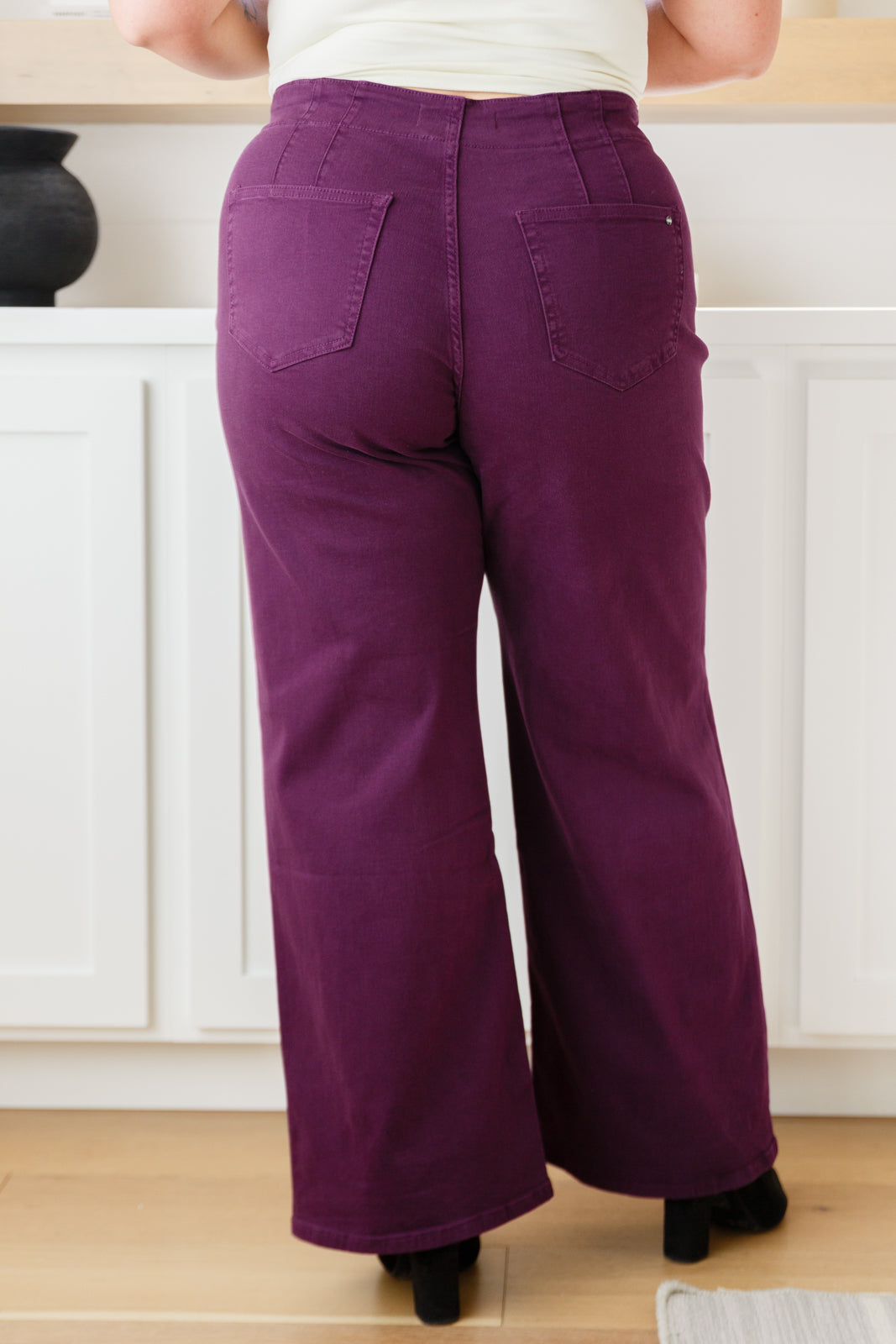 MICA Petunia High Rise Wide Leg Jeans, Plum