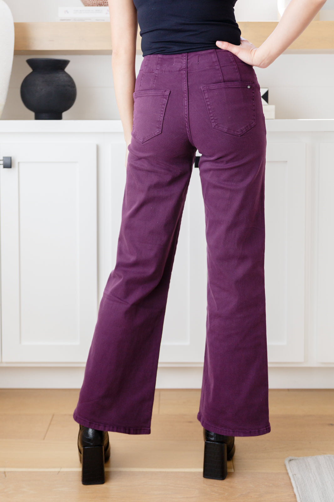 MICA Petunia High Rise Wide Leg Jeans, Plum