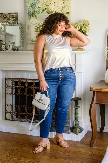 Photo Opt Sleeveless Blouse, Champagne