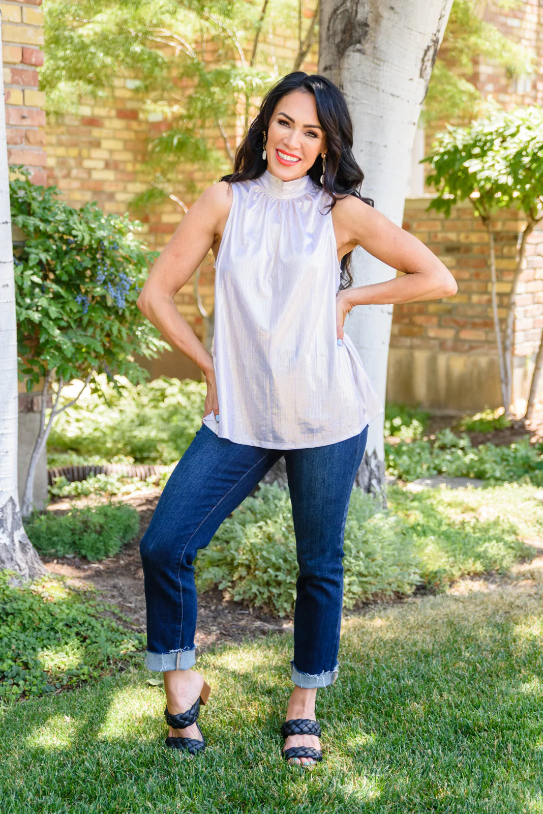 Photo Opt Sleeveless Blouse, Champagne