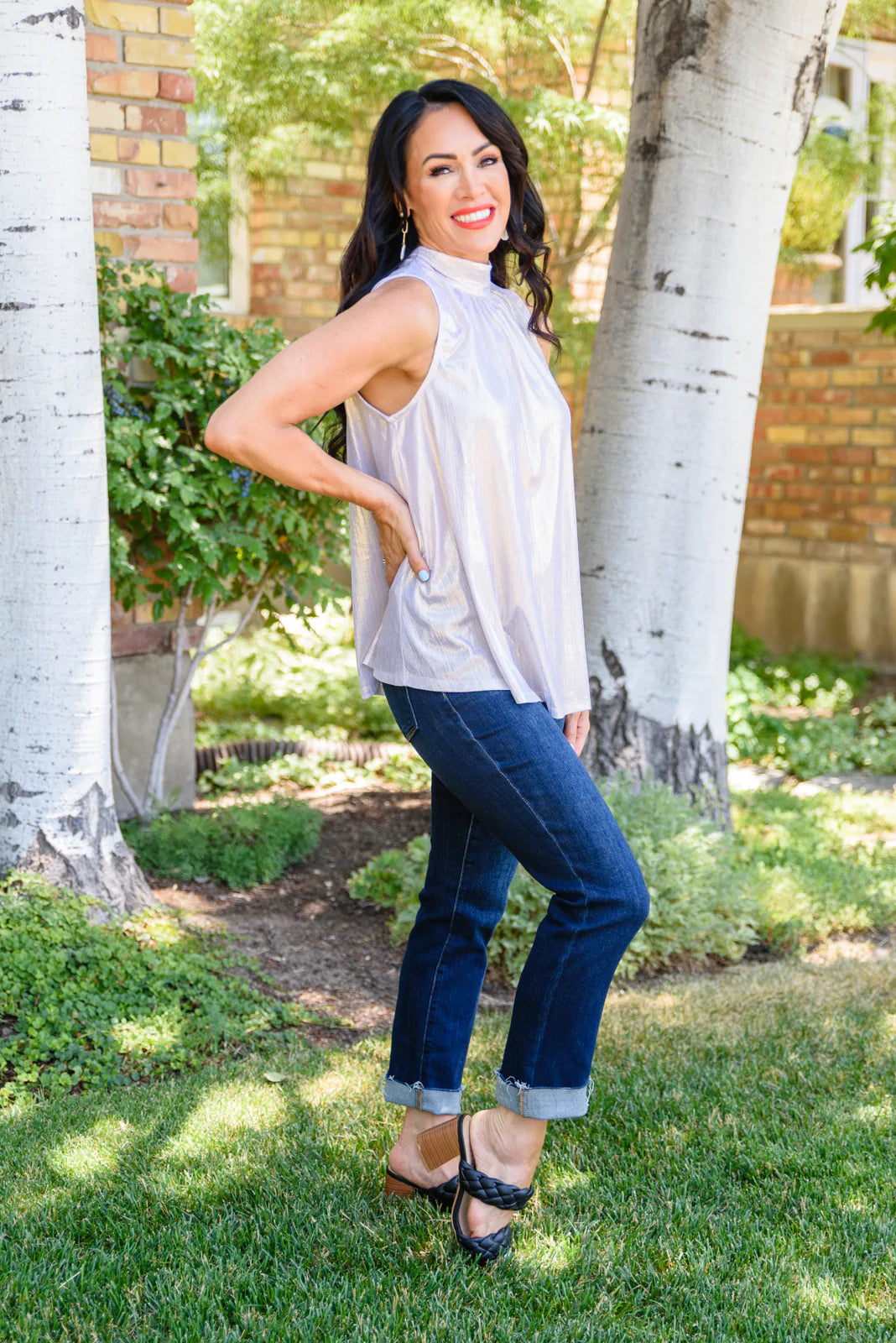 Photo Opt Sleeveless Blouse, Champagne